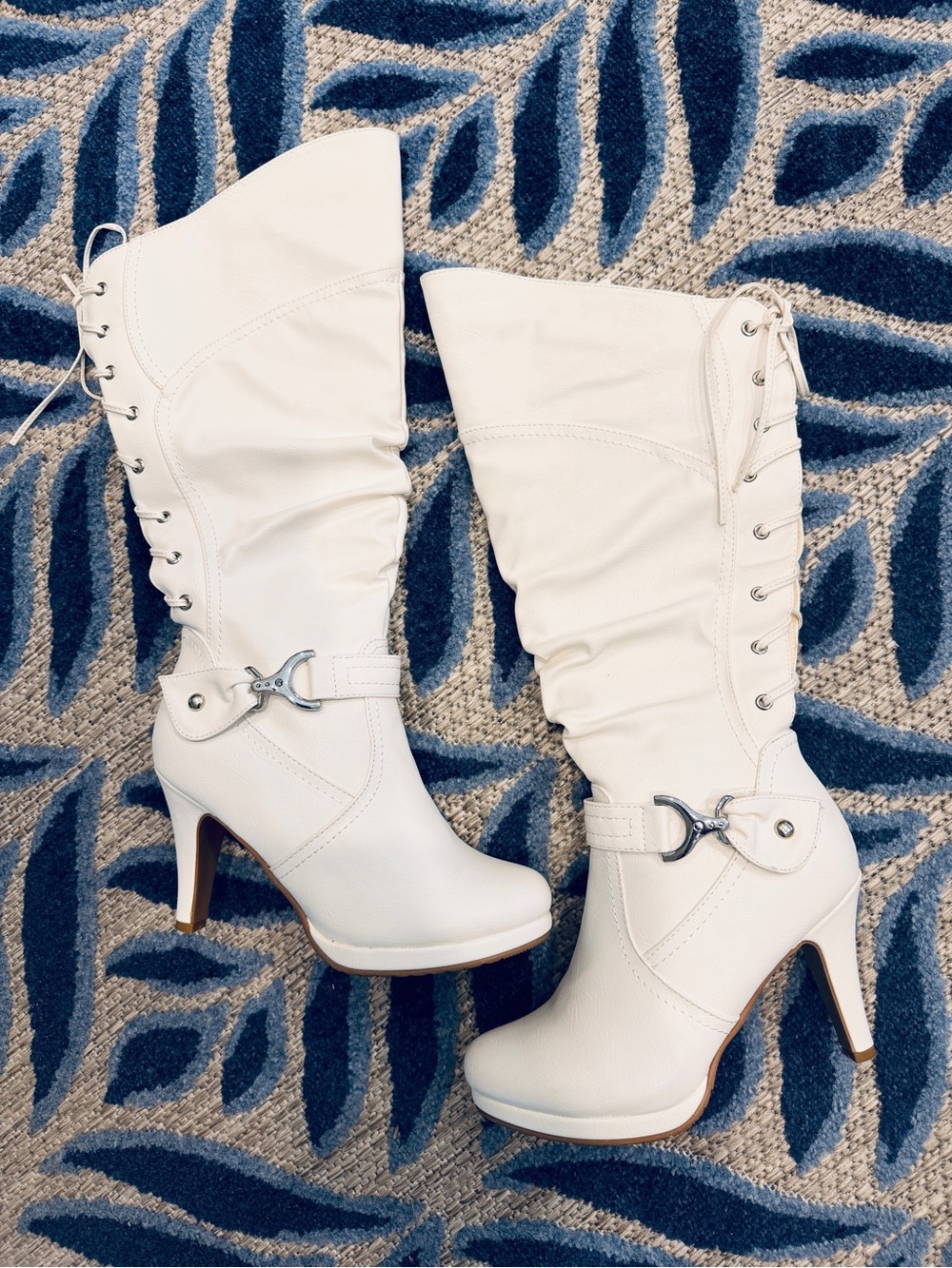 White High Heel Mid-Calf Fashion Boots for Women